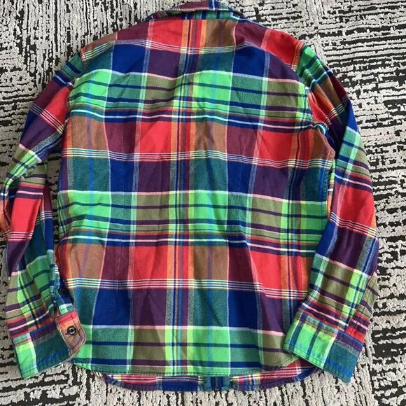 Vintage Chaps Zip Up Flannel Shirt Womens Large Colorful Plaid Top - Picture 4 of 8